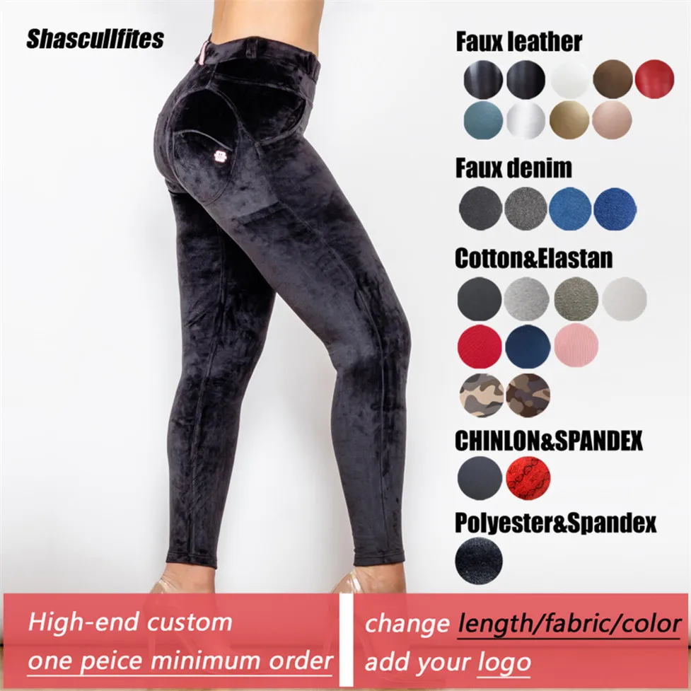 Shascullfites Tailored Autumn Winter Leggings Velvet Warm Slimming Elastic Thicken Solid Color Push Up Legging