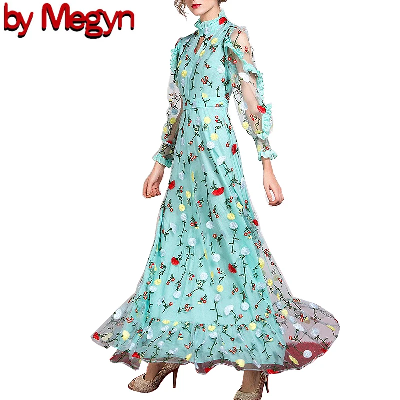 Платье с винтажной вышивкой от Megyn вечернее платье длинным рукавом кружевное