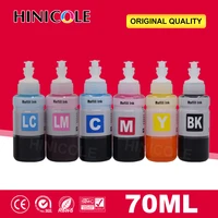 hinicole 6 bottles x 70ml t6741 t6731 t6736 refill water dye based ink kit for epson l800 l801 l810 l850 l860 l1800 printer ink