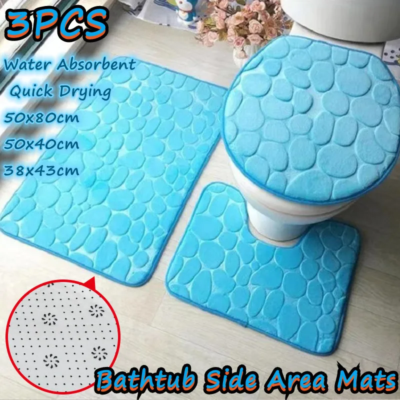 

VAQI Oil Proof Bathroom Mats Water Absorbent Variety Of Styles Square BathRoom Decor Washable Bathtub Side Area Mats
