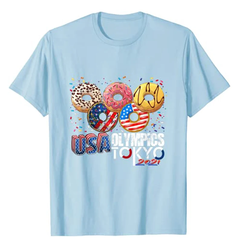 

Y2K summer doughnut cute creative pattern cotton loose casual simple cotton T-shirt Harajuku top oversize T-shirtt