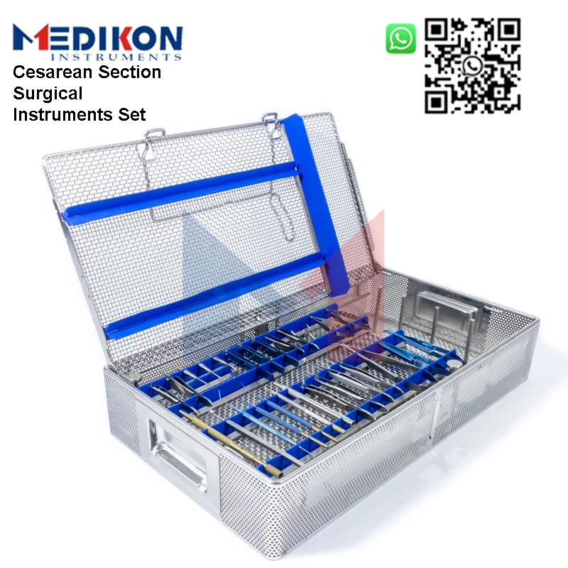 

13 Pieces German Cesarean General Minor Section Surgery Surgical Instrument Set With Mesh Box Hospital Clinic Forceps Tools Kits