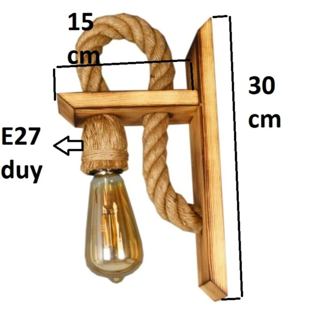 

Vintage Hemp Rope Wall Lamp Wood Wall Lamp E27 110V 220V Indoor Loft Outdoor corridor Wall Lights Industrial Sconce Bedside Lamp