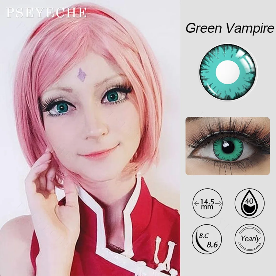 Cosplay контактные линзы зеленые цветные фотолинзы вампира кошачий глаз на год 2 шт. |