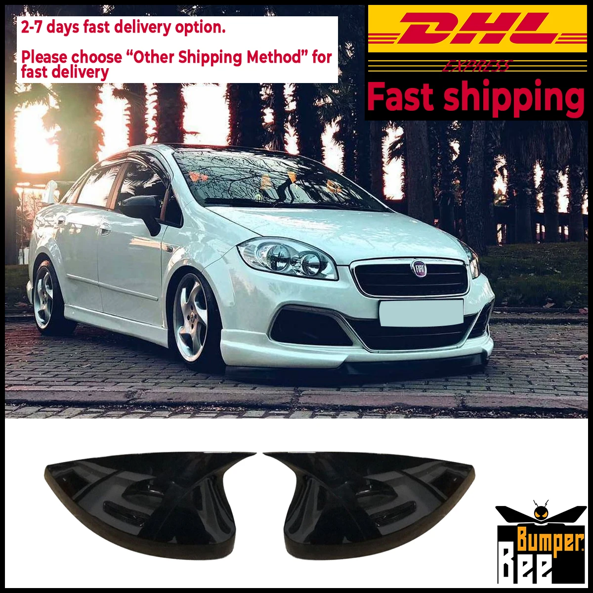 Зеркальный чехол для Fiat Linea 2007 2008 2009 2010 2011 2012 2013 2014 2015 аксессуар яркий черный
