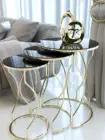 Зеркальный Золотой металлический журнальный столик-гнездо, набор из 3 предметов для столовой, офиса, гостиной, кухни, домашняя мебель, декоративные аксессуары из Турции