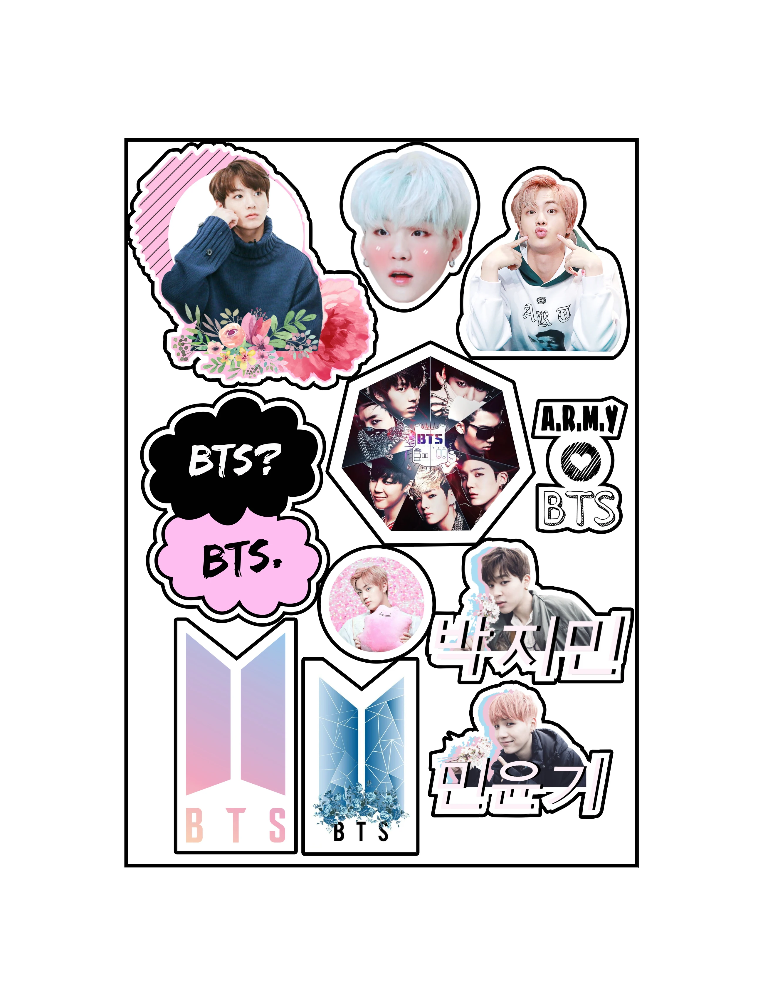 Виниловые стикеры БТС стикерпак бтс kpop наклейки для тетрадей ежедневника