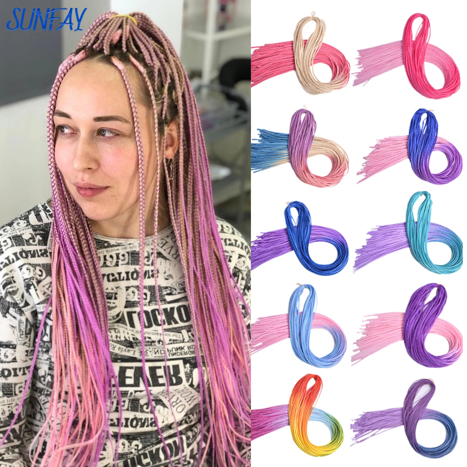

Zizi Synthetic Thin Box Braids Ombre Color Crochet Braiding Straight Hair Extension For Women 30 Inch Pure Color Black 613 Brown