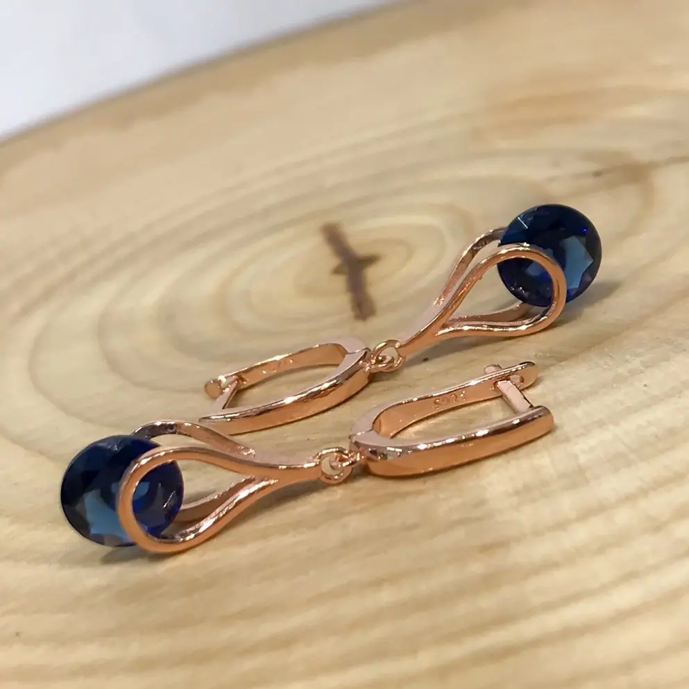 

Sapphire Stone Italian Style Silver Earrings
