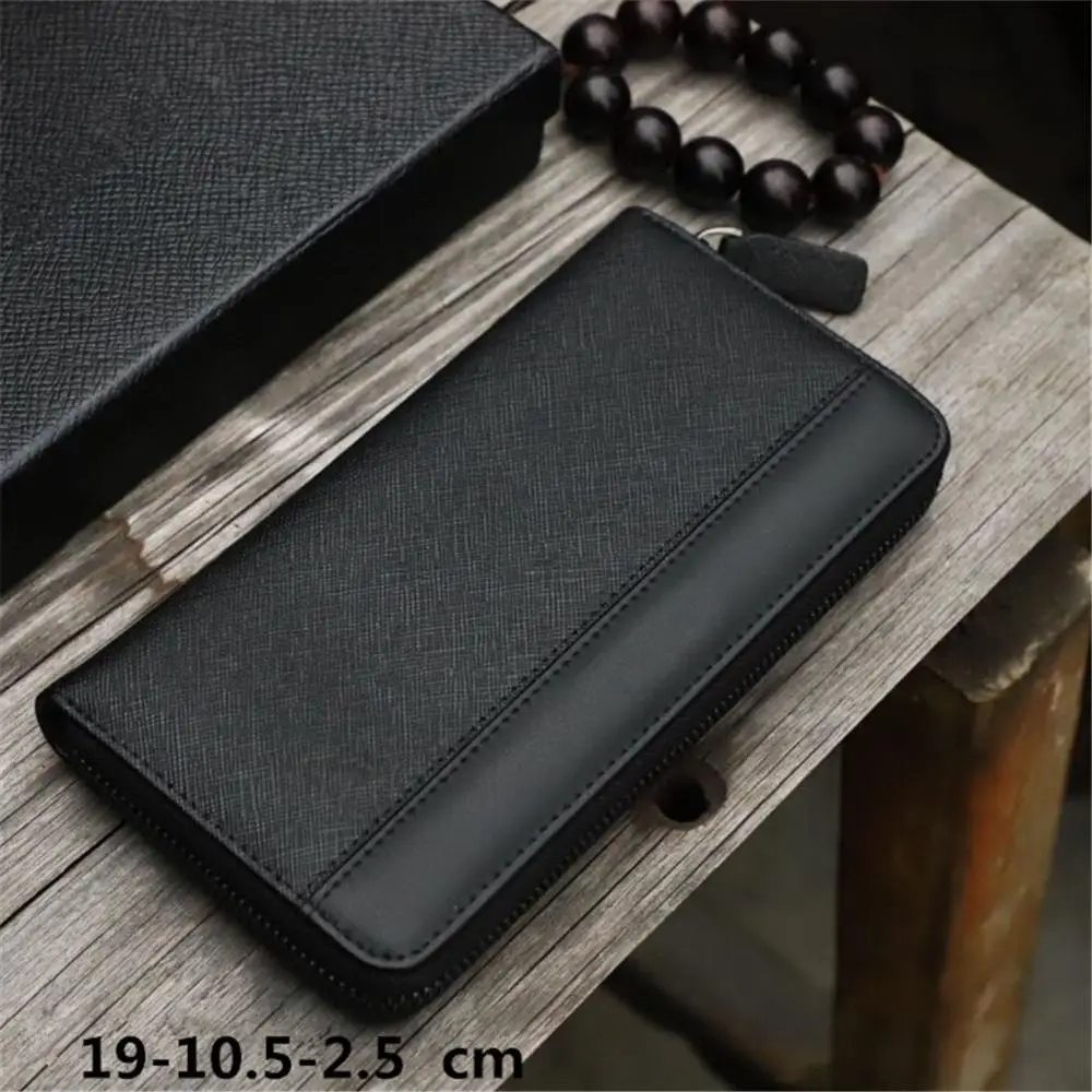 

Роскошный мужской деловой кожаный однотонный Длинный кошелек на молнии для хранения монет