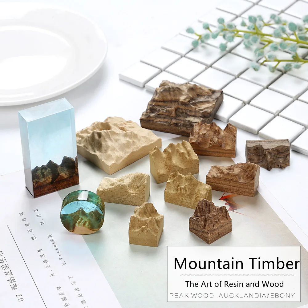 

Handmade DIY Broken Stubble Crystal Glue Snow Mountain Peak Solid Wood Sandalwood Carving Simulation Mountain Model With Sea Vie