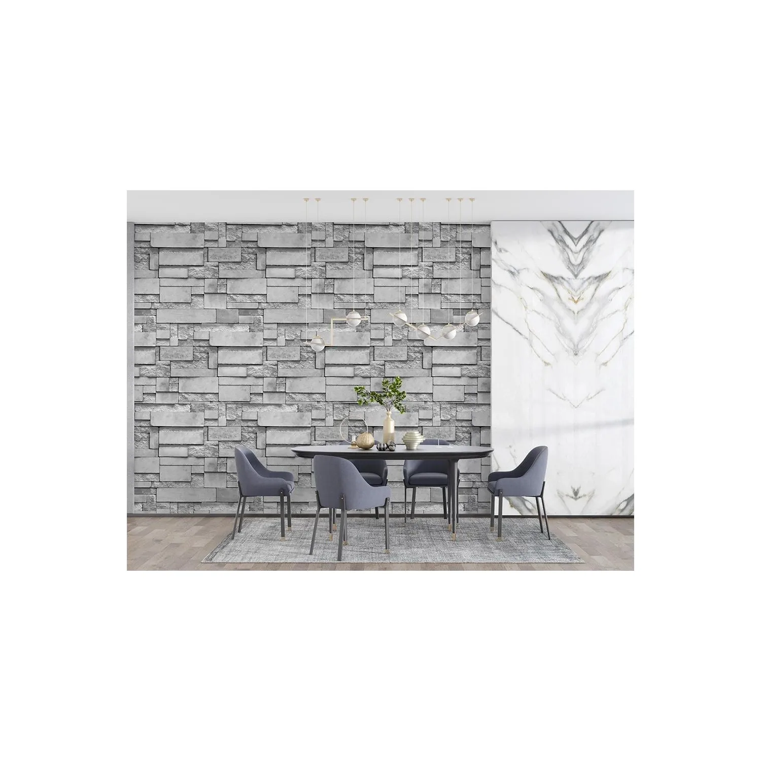 

3D Stone Brick Marble Pattern Wallpaper Wall Wipeable Hygienic Healthy Natural Home Decoration Design M² Panel Sticker