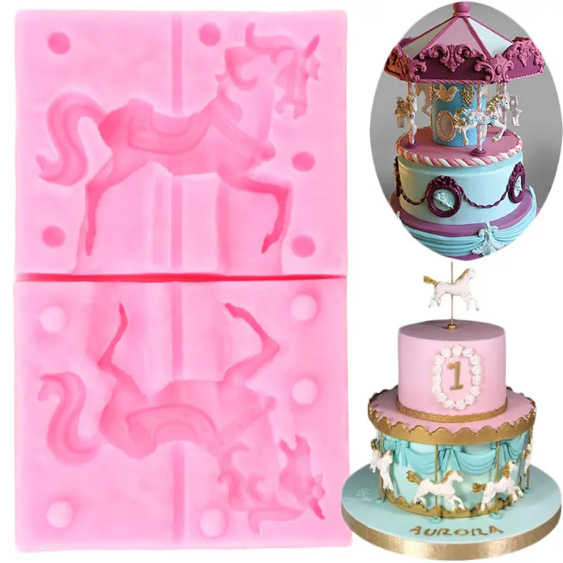 3D Силиконовая форма в виде лошади карусели для свечей формы мыла инструменты