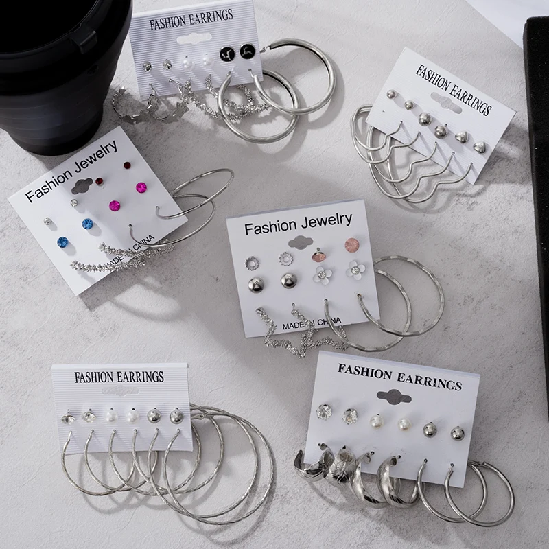 Серьги-кольца женские из нержавеющей стали серебристого цвета - купить по