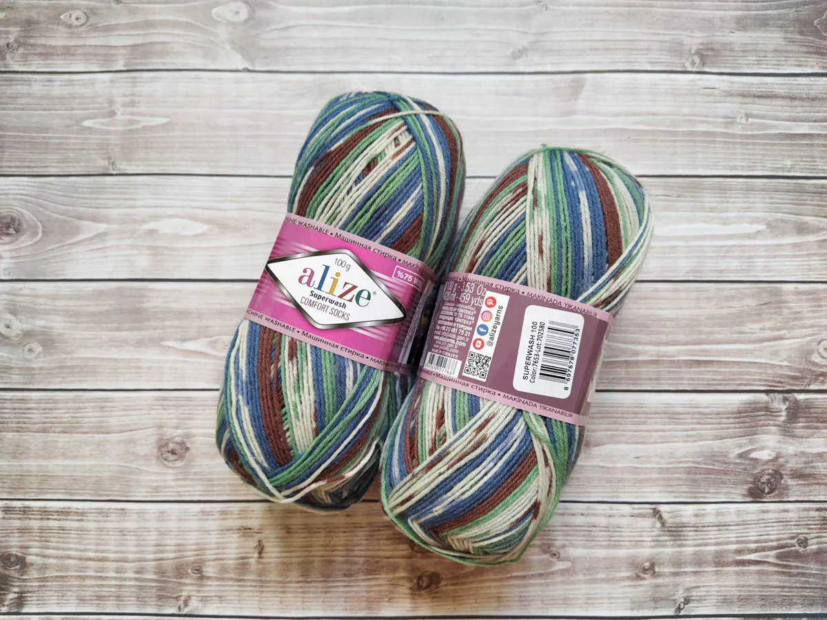 Пряжа Alize Superwash Comfort Socks вес мотка 100 гр длина нити 420 м шерсть 75% полиамид 25% носочная