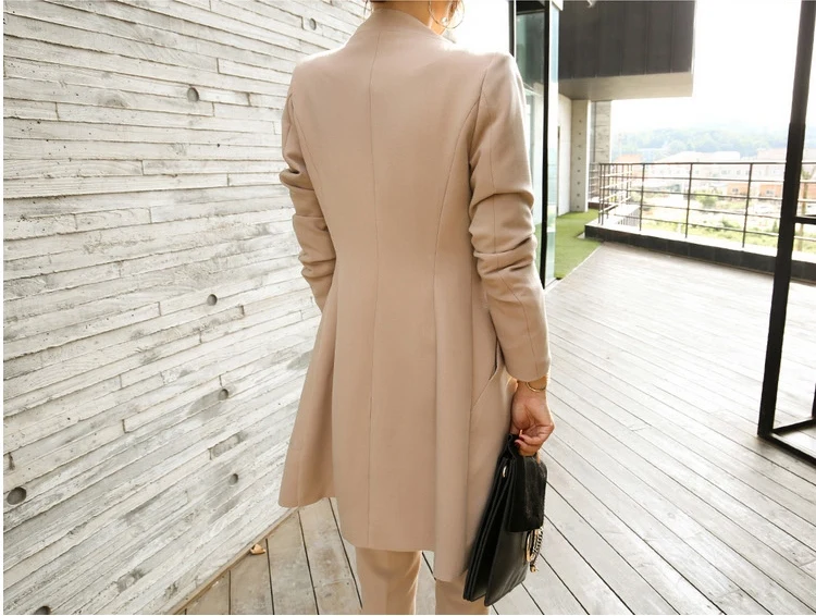 Obrix блейзер + брюки женский комплект с v образным вырезом длинным рукавом одной