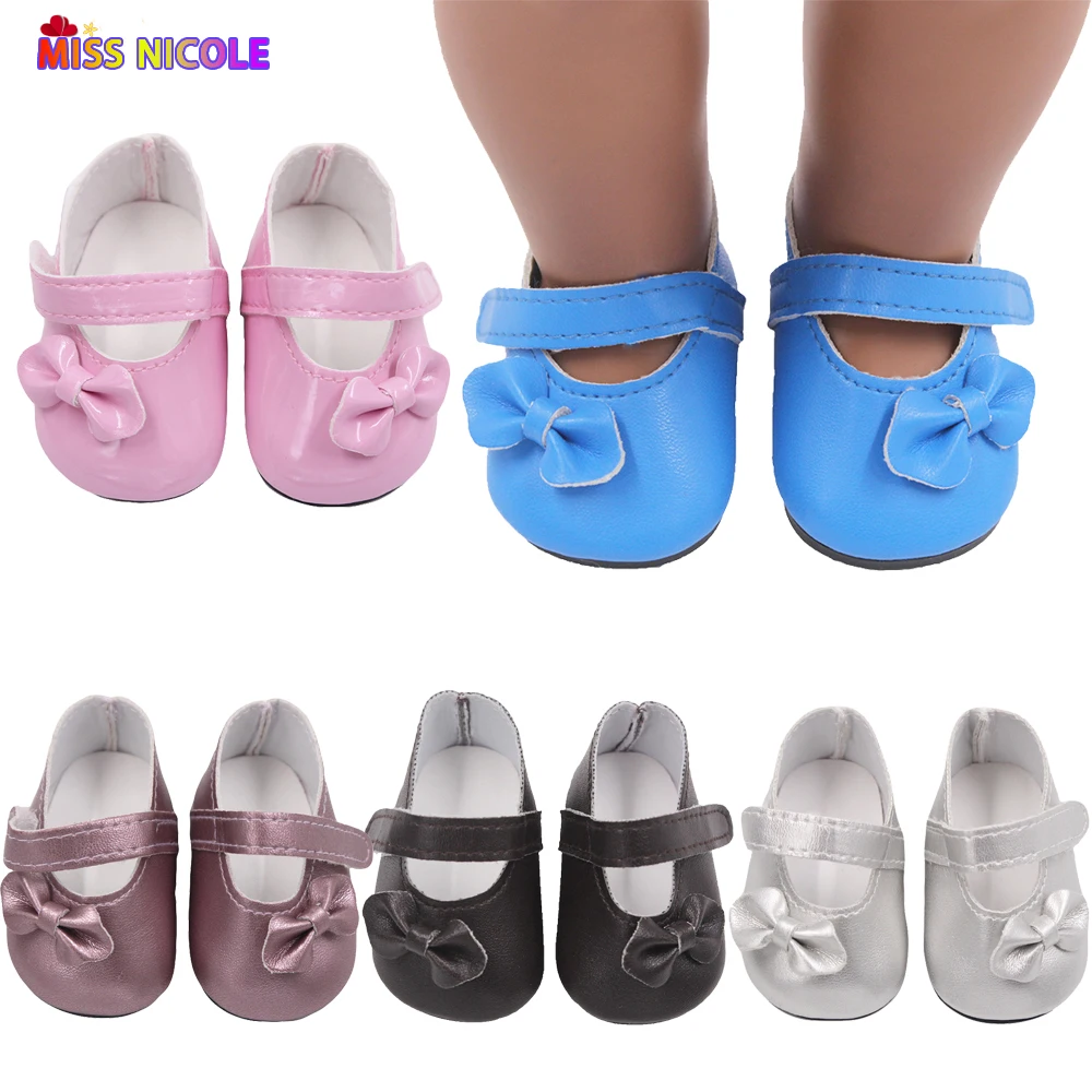 

Pu Leather 5 Colors Doll Shoes For Our Generation Doll Shoes With Bow For 18 inch American Doll 1/3 BJD
