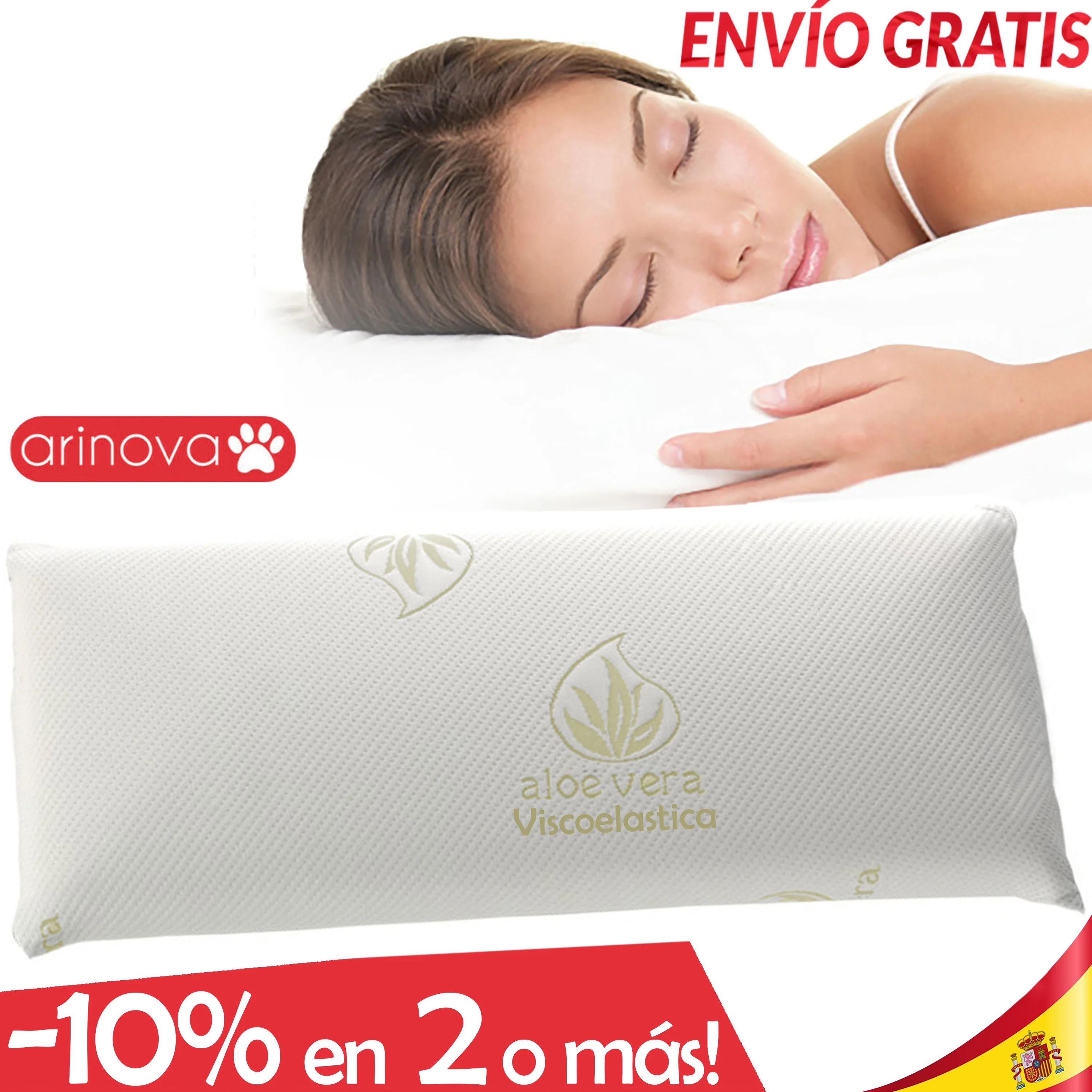 Подушка viscoelastic с алоэ вера моющаяся Антиаллергенная неформируемая