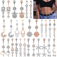 14g silver 316l stainless steel belly ring flower heart cz crystal navel belly button rings butterfly navel piercings