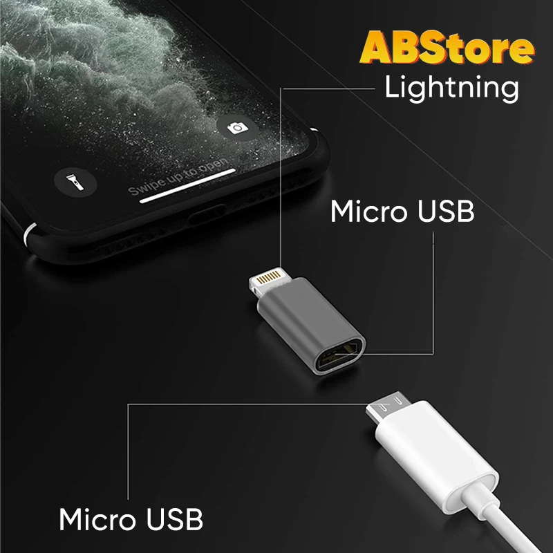 Переходник OTG Micro USB - Lightning для iPhone Apple iPad мобильных телефонов смартфонов внешний