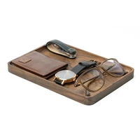 dropshiping tray real wood walnut storage for iphone power bank charger phone smart watch wallet wood tray