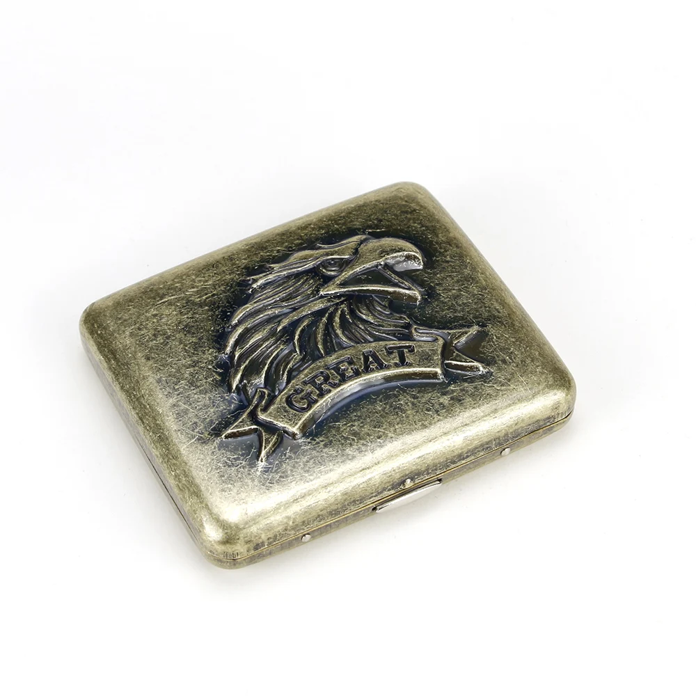 

High Quality Metal Cigarette Case Smoking Box Vintage Carved Eagle 20pcs Capacity Smoking Cigarettes Case