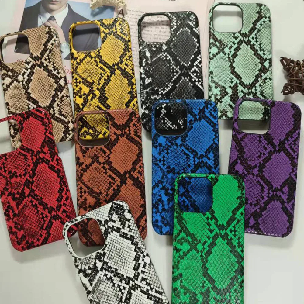 

Snake Skin Pattern Animal Print Trendy High Quality Phone Case For Iphone 13 12 11 MIni Pro Max 7 8 Plus Se Faux Leather Cover