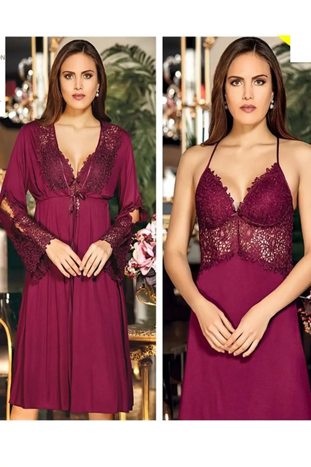 Комплект женской ночной рубашки хлопковое кружевное нижнее белье удобно носить