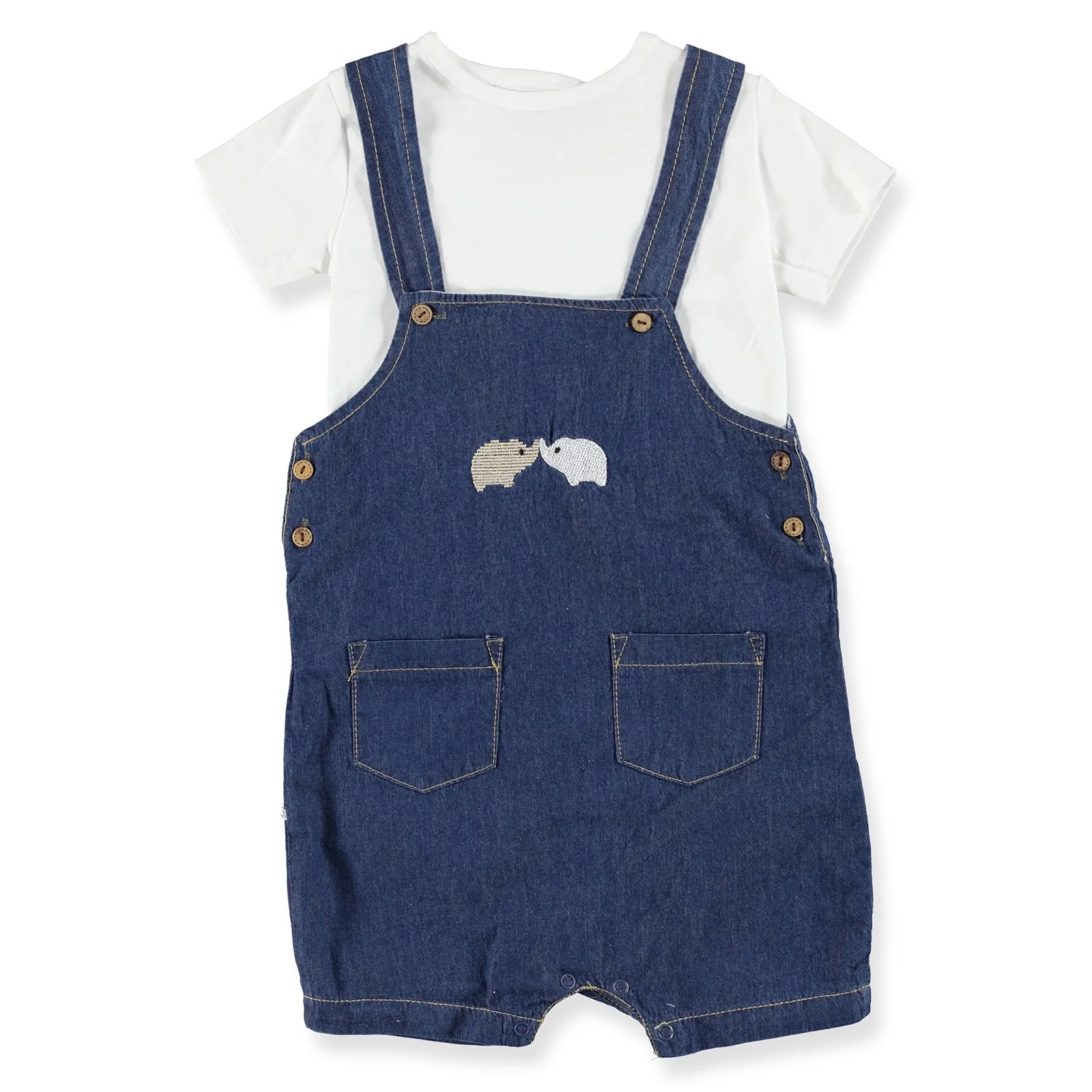 Ebebek BabyZ джинсовый комбинезон для маленьких девочек комплект с футболкой