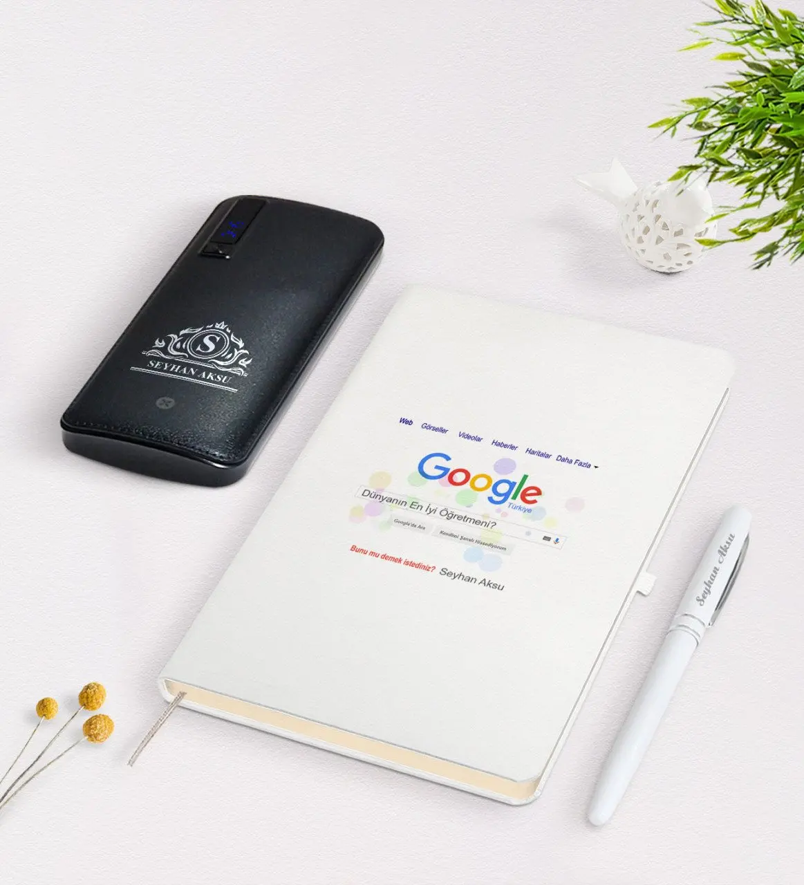 

Персонализированные Google является лучшей в мире учитель белая ручка для записной книжки 12,000 мАч, блок питания подарочный набор
