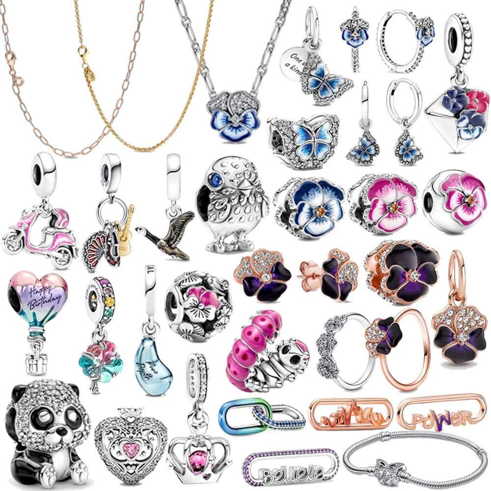 

Spring 2022 Pan 1:1 925 Sterling Silver Charm Classic Cartoon Panda Charms Women's Earrings Necklaces Bracelets Free Shipping