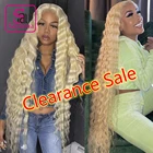 613 медовая блондинка, 13x6, парики из натуральных человеческих волос на сетке спереди, бразильские парики с глубокой волной, парик средней части на сетке спереди, парик без повреждений, предварительно выщипанные