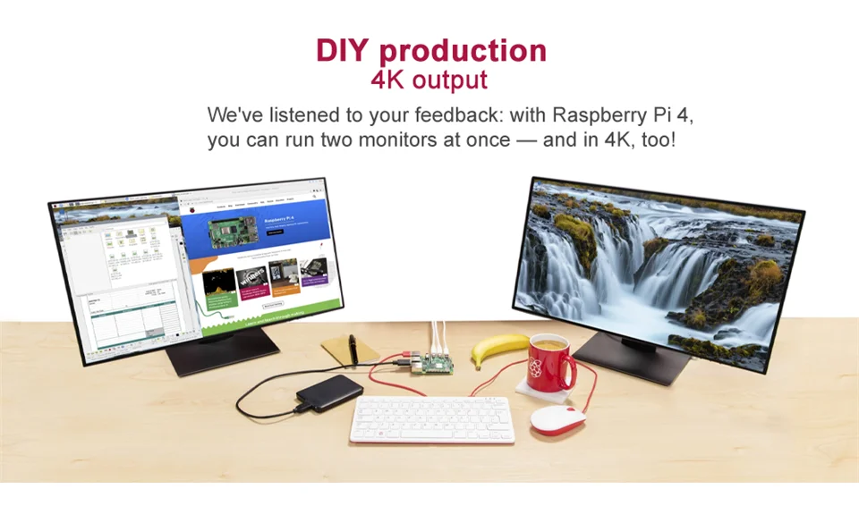 Последние Raspberry Pi 4 Модель B LPDDR4 2G/4G Quad-core Cortex-A72(ARM v8) 64-бит 1,5 Ghz Dual core 4K HDMI Выход Мощность чем 3B