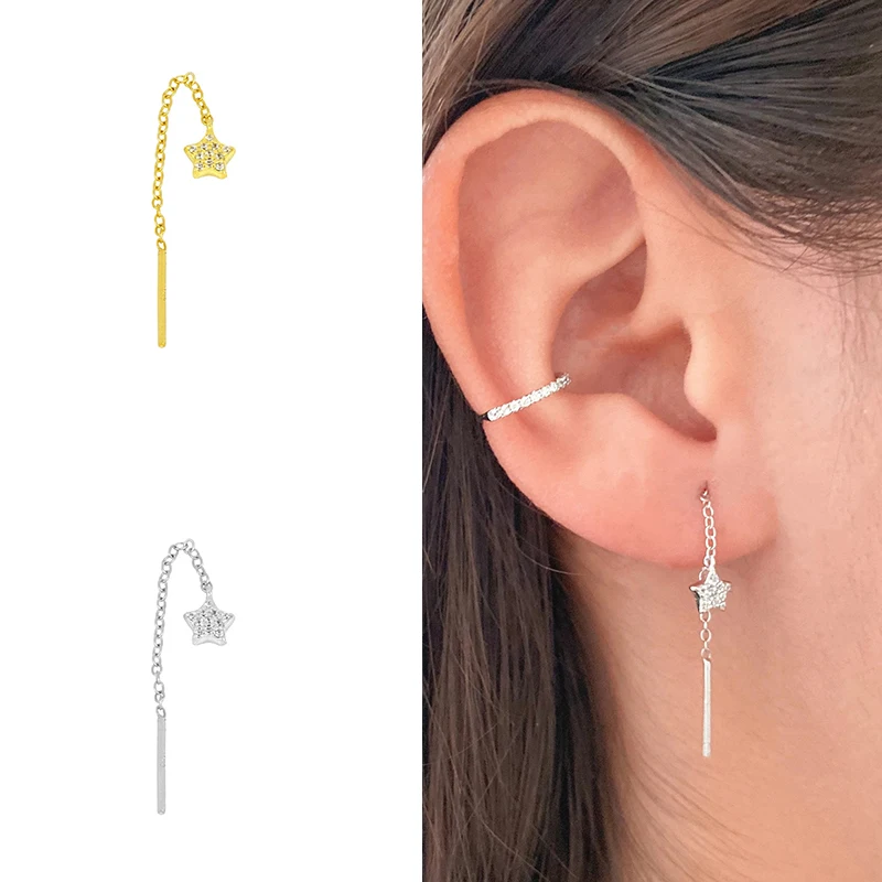 1 шт. 925 пробы серебряные милые корейские блестящие луна звезда готические