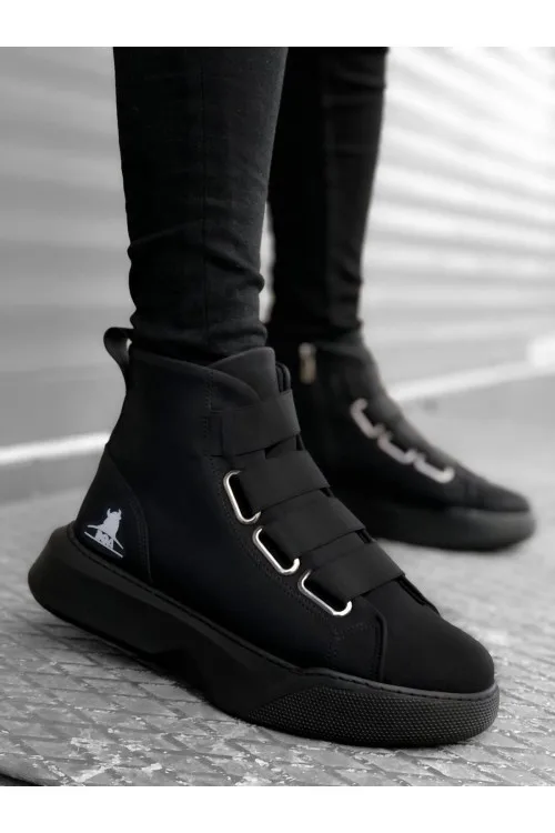 

BA0142 Banded Men's High-Sole Black-Sole Sports Boots