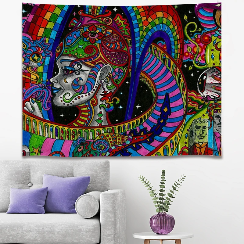 Крутой психоделический художественный настенный гобелен украшение для гостиной