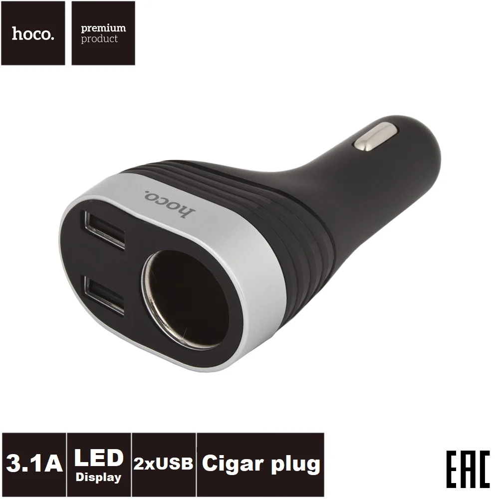 АЗУ автомобильное зарядное устройство 3.1A HOCO Z29 Regal Digital Display Cigarette Lighter Car Charger 2*USB 3 1A