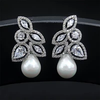 european and american micro inlaid water drop zircon atmospheric pearls simple fashion earrings for women