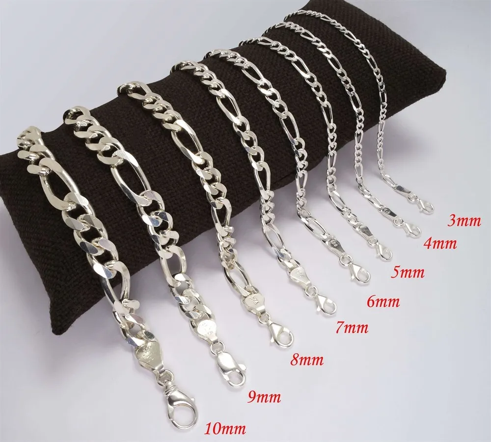 

Figaro Link Chain Necklace Men's Model Luxury Jewelry Reel Certified 925 Sterling Silver Skateboard Rapper