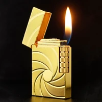 creative square metal gas flint lighter mini butane cigarette lighters open flame grinding wheel lighter smoking accessories