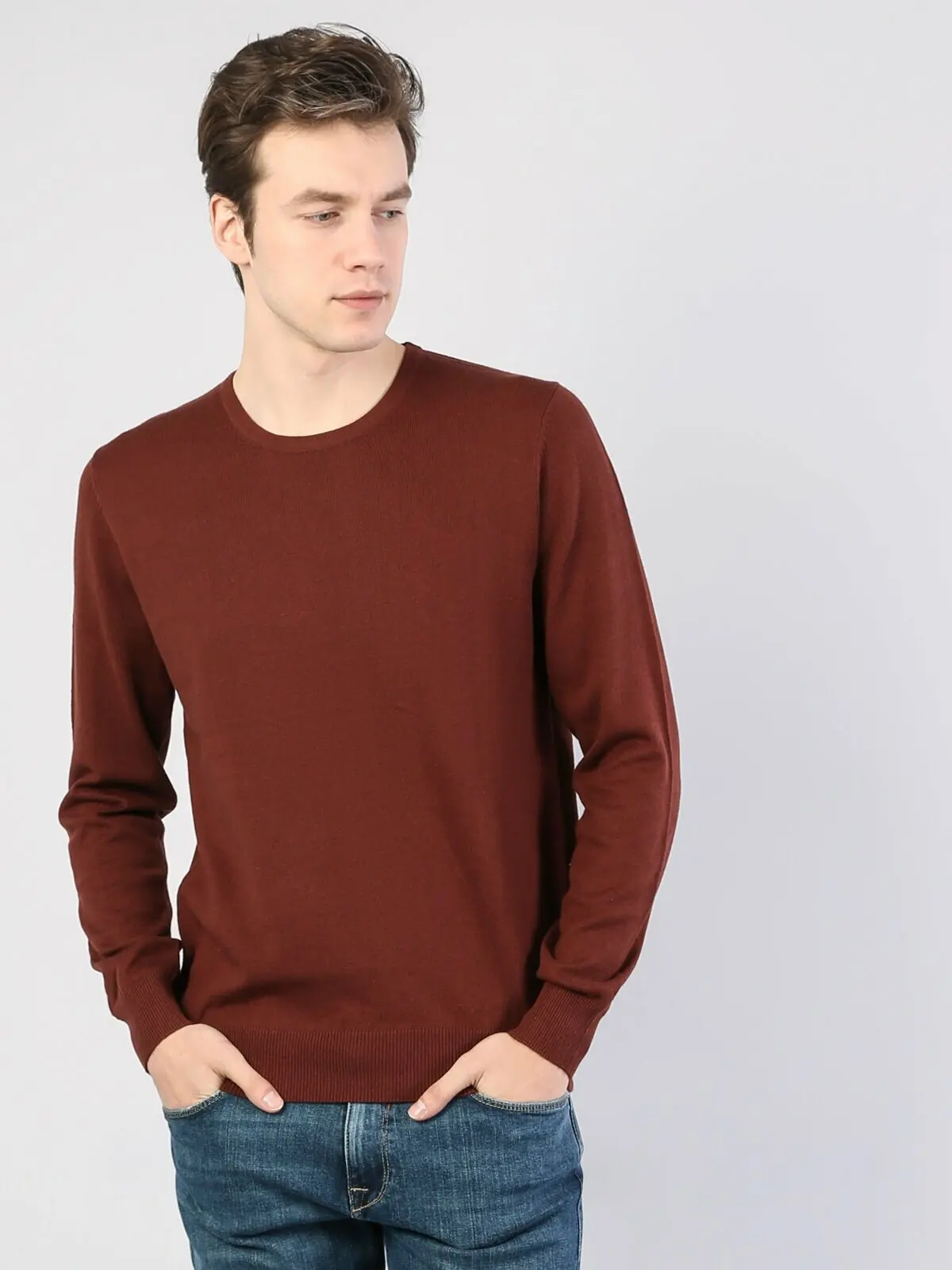 

Colins Men Regular Fit Brıck Sweaters Men's sweater fashion sweater outerwear,CL1023186
