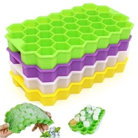 honeycomb ice cube mold tray silicone ice cream tool bpa free silicone ice maker for whiskey cocktail with removable lid