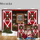 Mocsicka Рождественский фон для фотосъемки красная дверь снежное поле дерево Рождественский венок фон для фотосъемки детская фотосессия студия реквизит