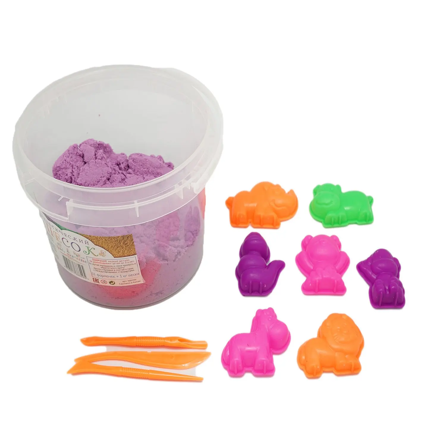Кинетический песок Яркое Творчество фиолетовый 1 кг в ведерке 11