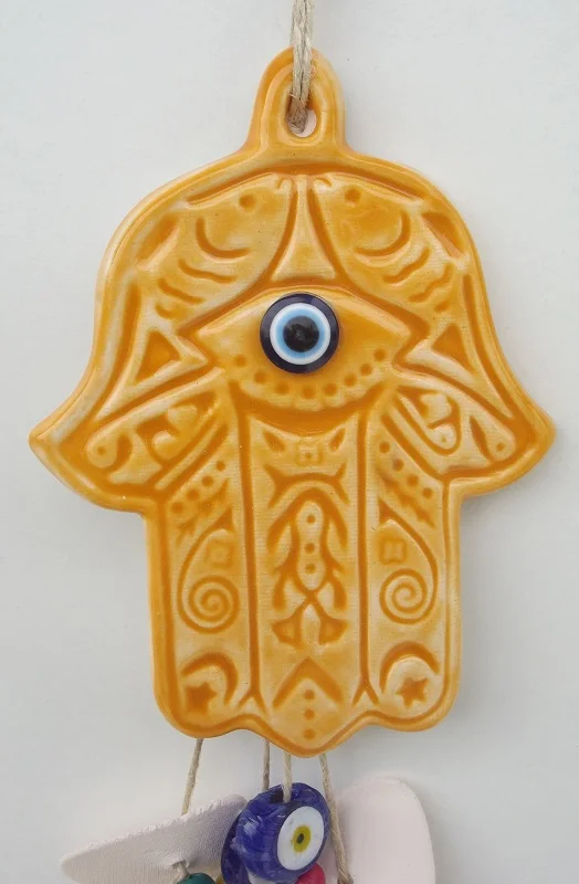 

Handmade Ceramic Orange Hamsa Home Garden Balcony Tree Office Decoration Ornament Gift Products To Be