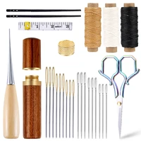 miusie leather sewing kit with tailor scissros leather needle sewing awl diy craft working tools for shoemaker canvas repair