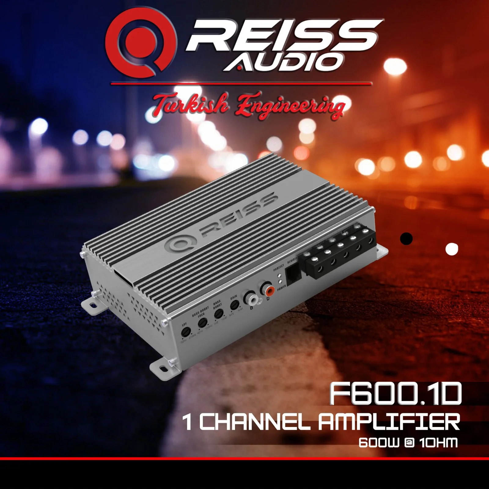 

RS- F600.1D CAR AMPLIFIER 1 CHANNEL CLASS D RMS 4ohm 189W RMS 2 ohm 364W 1ohm 576W