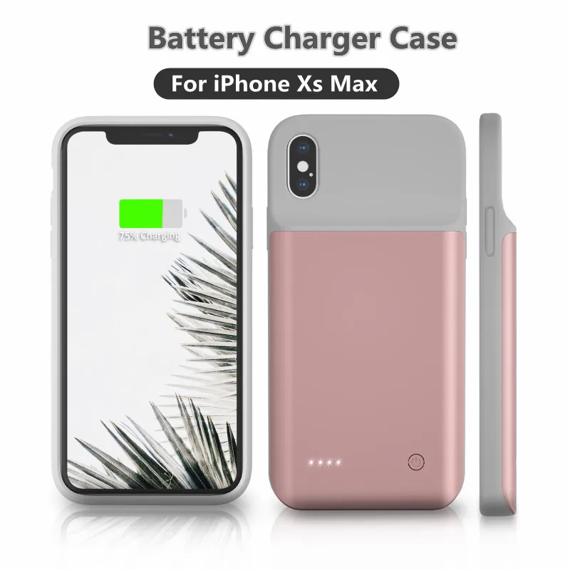 

Тонкий силиконовый чехол для аккумулятора для iPhone X XS Max, внешний ударопрочный чехол для внешнего аккумулятора и зарядного устройства для ...
