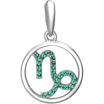 ЭСТЕТ Подвеска &quotКозерог&quot с 27 изумрудами из серебра | Украшения и аксессуары