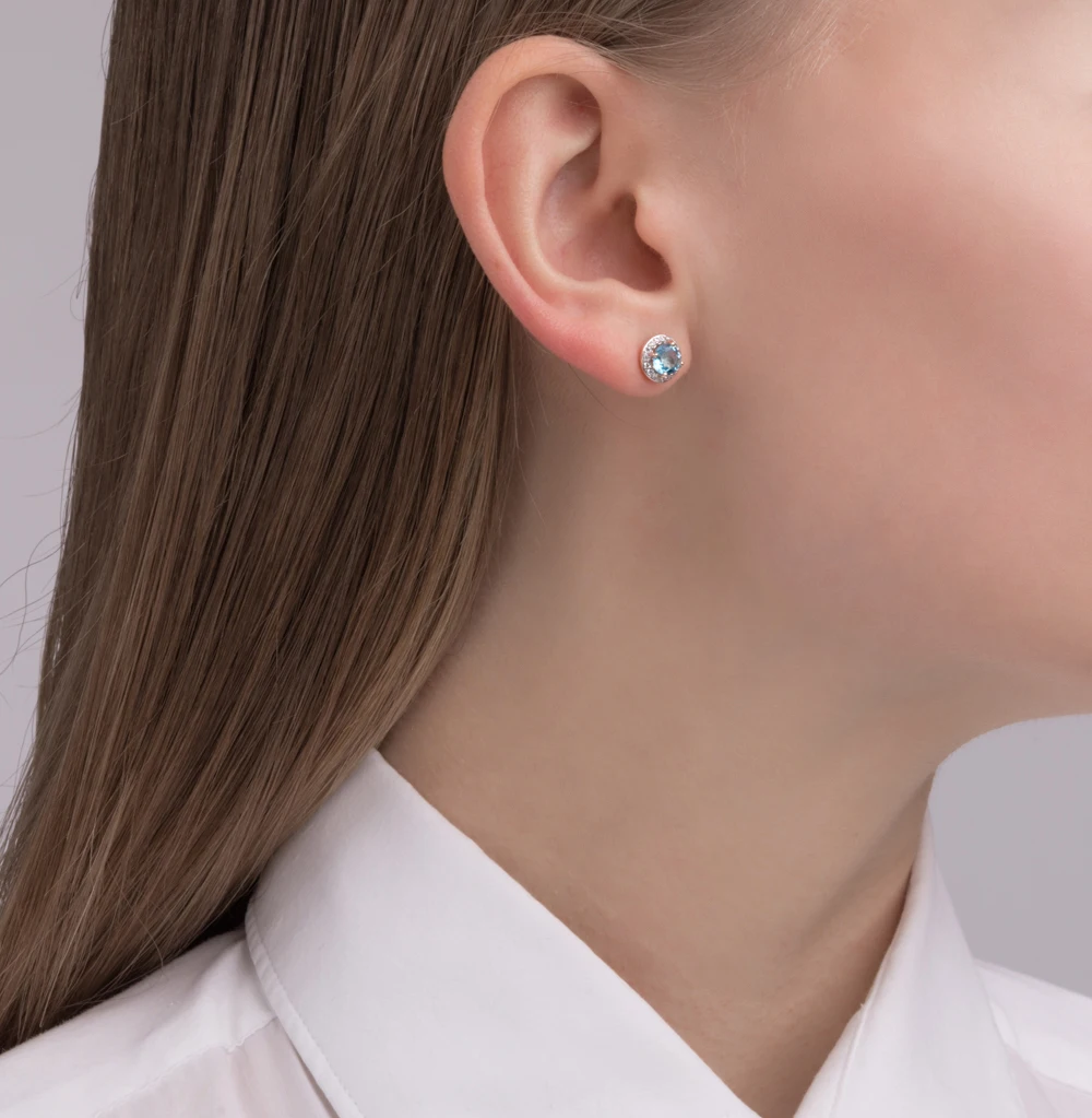 Gold earrings with Topaz and cubic zirconia 725296 SUNLIGHT test 585 | Украшения и аксессуары